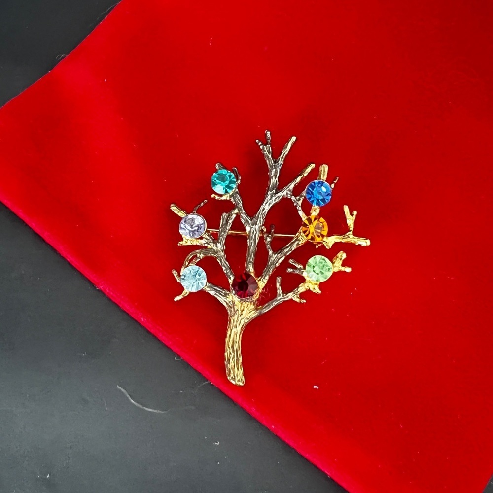 Colorful Sterling Silver Tree Brooch - Picture 5 of 7